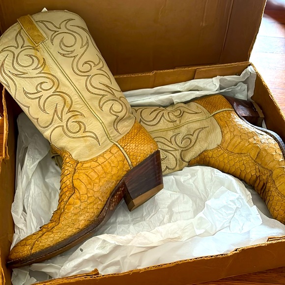 Dan Post Shoes - Dan Post Snakeskin Women’s boot tan beige used antique 21159 4218 740 908 1 83